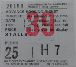 London Hammersmith Odeon Ticket